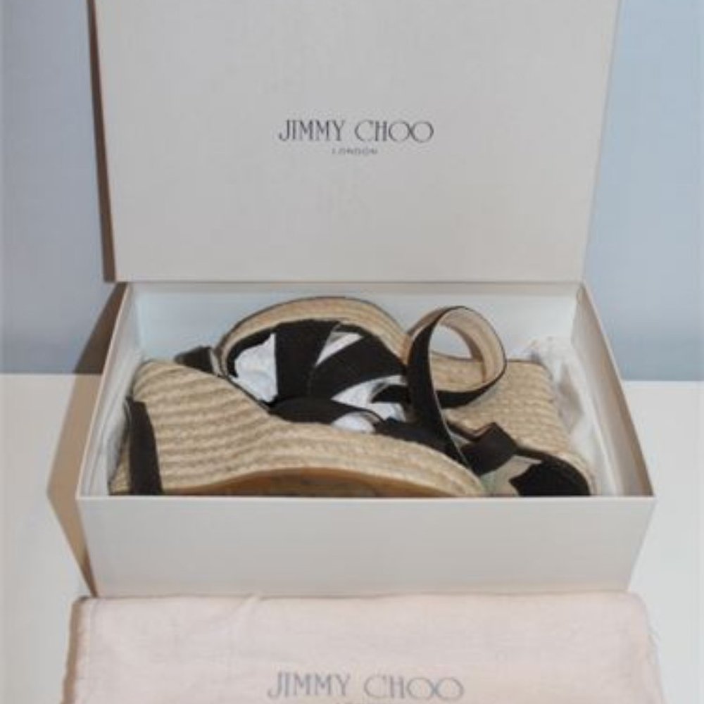 Jimmy Choo Brown Python Embossed Ankle Strap Wedg… - image 2